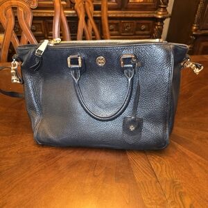 Tory Burch Robinson Black Pebbled Leather Large Tote